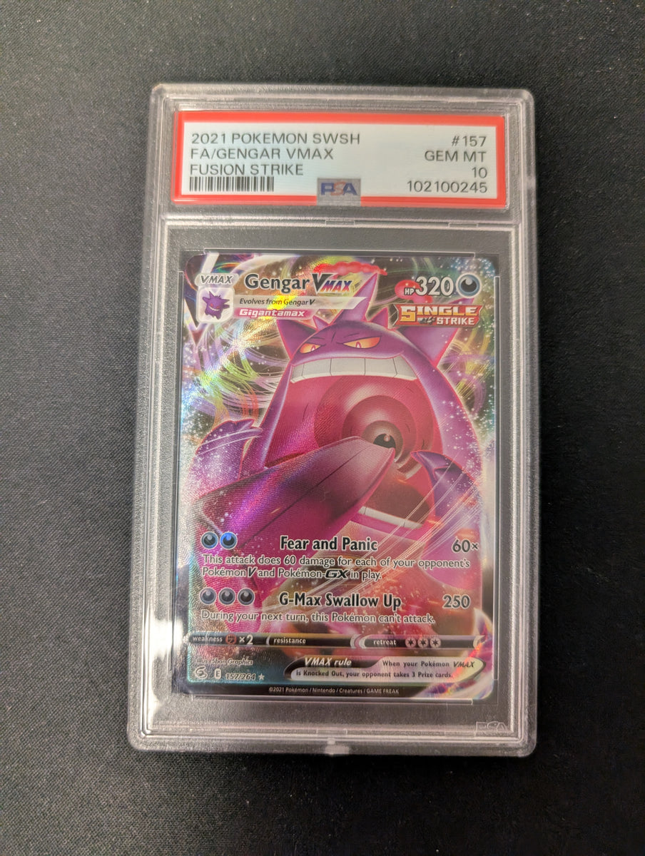 Gengar vmax - Fusion Strike 157/264 - (Graded PSA 10) – Sweets and