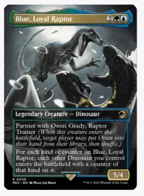 owen mtg card Blue, Loyal Raptor (Borderless)