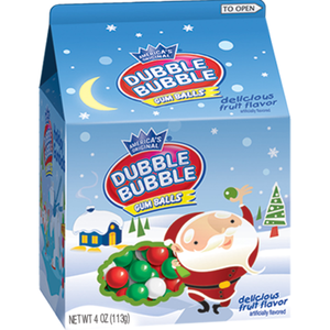 Dubble Bubble Milk Carton Christmas Gumballs 4oz - Sweets and Geeks