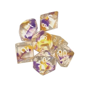 RPG Dice Set (7): Violet Swirl - Sweets and Geeks