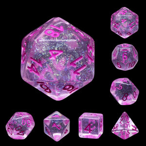 Pink World Luminous Dice Set - Sweets and Geeks
