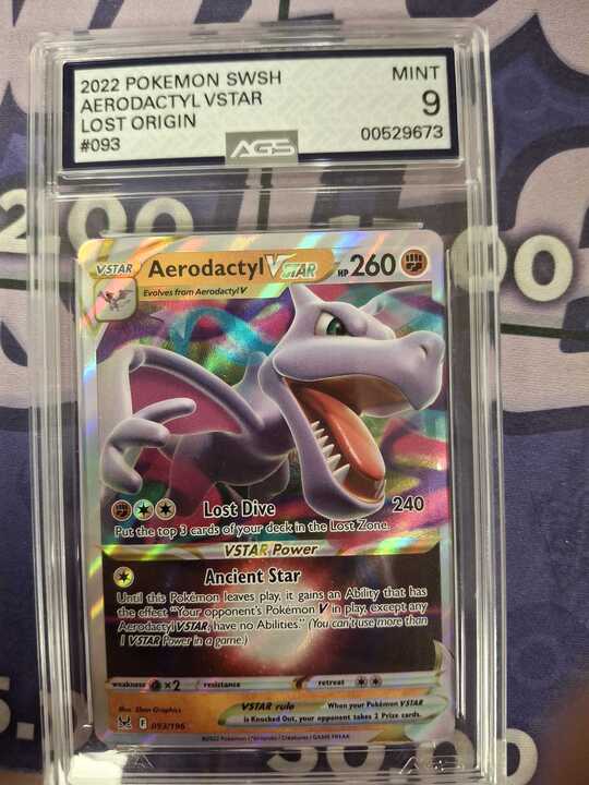 pokemon tcg lost origin 093 196 aerodactyl vstar card - 093/196 Full Art Ultra Rare holofoil pattern or surface detail) Karta Pokmon - Lost Origin
