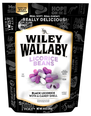 Wiley Wallaby Black Licorice Beans W/ Candy Shell 7oz - Sweets and Geeks