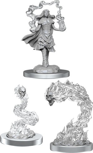 Dungeons & Dragons Nolzur's Marvelous Miniatures: W21 Dark Spellcaster & Flameskulls - Sweets and Geeks