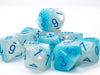 Gemini Pearl Turquoise-White/blue Luminary Set of 10 d10s - Sweets and Geeks