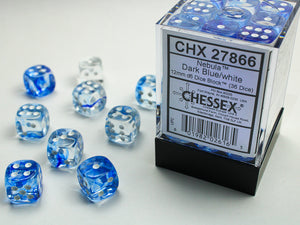 Nebula 12mm d6 Dark Blue/white Dice Block (36 dice) - Sweets and Geeks