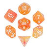 Acrylic Two-Color Swirl Translucent Dice - Orange/Yellow 7-die set