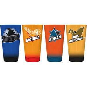 Godzilla Characters 16 Oz. Pint Glass 4-Pack - Sweets and Geeks