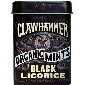 Clawhammer's Organic Mints- Black Licorice 1oz - Sweets and Geeks