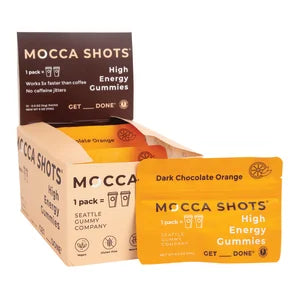 Mocca Shots High Energy Gummies- Dark Chocolate Orange 0.5oz - Sweets and Geeks