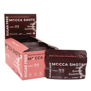 Mocca Shots High Energy Gummies- Dark Chocolate Strawberry 0.5oz - Sweets and Geeks