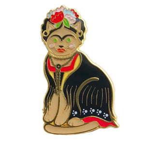 Frida Kahlo Cat Enamel Pin - Sweets and Geeks