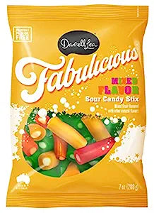 Darrell Lea Fabulicious Mixed Flavor Sour Candy 7oz Peg Bag - Sweets and Geeks