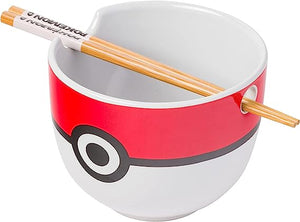 Pokemon Pokeball Ceramic Ramen Bowl With Chopsticks - Sweets and Geeks
