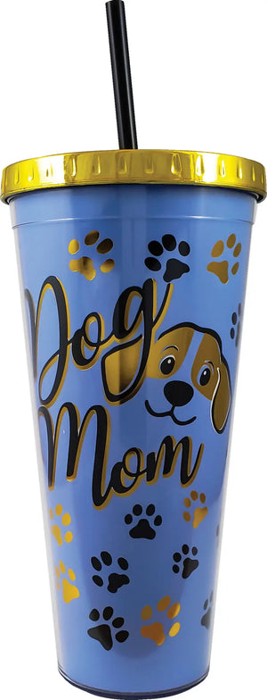 Dog Mom Foil Cup with Straw - Sweets and Geeks