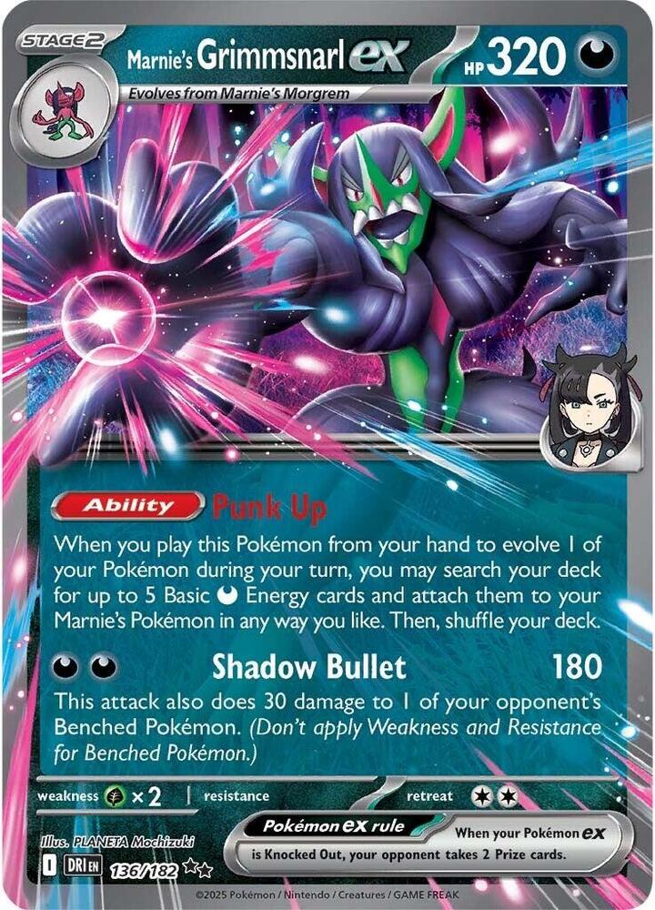 grimmsnarl v pokemon card value Marnie's Grimmsnarl ex (RR) - Destined Rivals