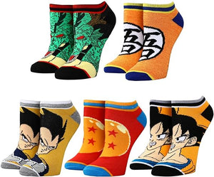 Dragon Ball Mixed Icon and Character Close Up 5-Pack Ankle Socks - Sweets and Geeks
