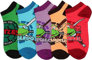 TMNT Retro Cartoon Turtle Team 5-Pack Women's Ankle Socks - Sweets and Geeks