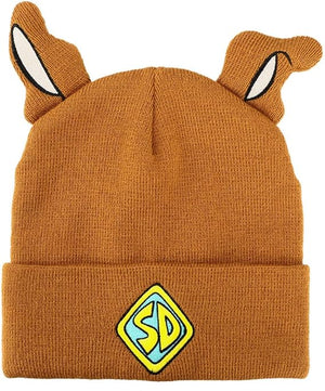 Scooby Doo Embroidered Brown Acrylic Knit Cuff Beanie - Sweets and Geeks