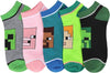 Minecraft Character Heads Ankle Crew Socks 5-Pack - Sweets and Geeks