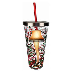 A Christmas Story: Leg Lamp Glitter Cup With Straw - Sweets and Geeks