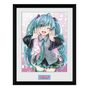 Hatsune Miku Wink Framed Wall Art 12" x 16" - Sweets and Geeks