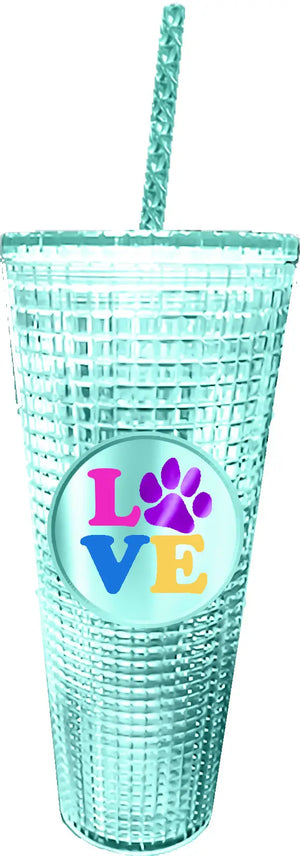 Love Paw Diamond Cup with Straw - Sweets and Geeks