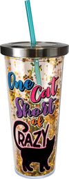 One Cat Short of Crazy Glitter Cup - Sweets and Geeks