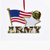 Army w/ American Flag & Star Ornament 4.5"