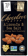 Chocolove 70% Dark Almonds & Sea Salt 3.2oz Bar (SNG12)