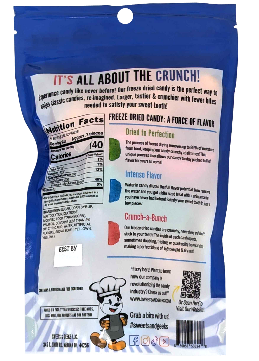 Freeze Dried Air Bars 4.35oz Peg bag Sweets and Geeks