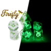 Radiant Dice (Glow in the Dark) - "Firefly" - Clear w/ Firefly Inside - 7pc Set