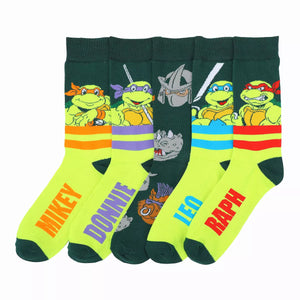 Teenage Mutant Ninja Turtles Characters 5-Pair Men's Casual Crew Socks - Sweets and Geeks