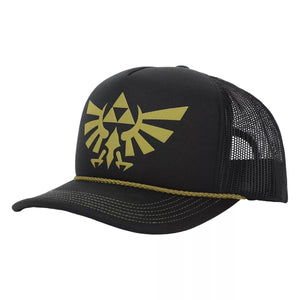 The Legend of Zelda Gold Evergreen Logo Black Trucker Hat - Sweets and Geeks