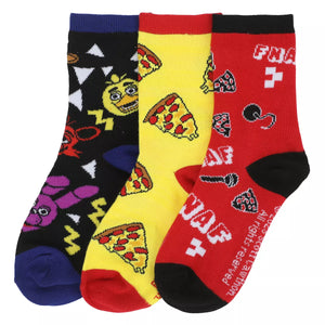 Five Nights At Freddy's Pizza Party Youth 3-Pair Crew Socks - Sweets and Geeks