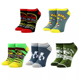 Jurassic Park 5-Pack Women's Crew Ankle Socks - Sweets and Geeks