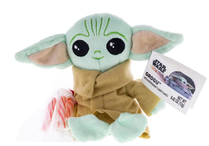 Star Wars The Mandalorian Grogu Christmas Plush W/ Candy Cane 0.4oz - Sweets and Geeks