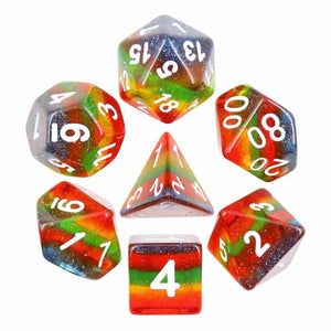 Transparent Glitter Rainbow Resin Dice - Sweets and Geeks