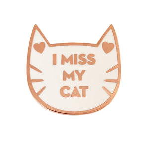 I Miss My Cat Enamel Pin - White and Rose Gold - Sweets and Geeks