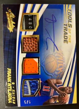 2017-18 Absolute Memorabilia Tools of the Trade Four Swatch Signatures Blue #8 Frank Ntilikina - Sweets and Geeks