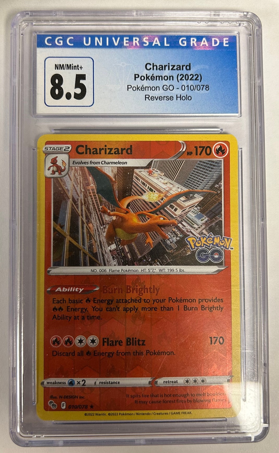 pokemon go charizard card reverse holo Charizard (Reverse Holofoil) Pokemon GO # 010/078 (Graded CGC 8.5) – Sweets and Geeks