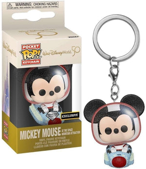 Funko Pop! Keychain: Disneyworld 50th Anniversary - Mickey Mouse at the Space Mountain Attraction (Diamond Glitter) (Hot Topic Exclusive) - Sweets and Geeks