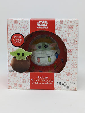 Star Wars The Mandalorian Grogu Holiday Chocolate Ball W/ Marshmallows 2.1oz - Sweets and Geeks