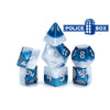 Halfsies Dice - "Police Box" - Time Lord Blue & Doctor White - 7pc Set