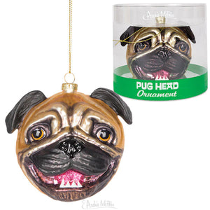 Pug Head Ornament - Sweets and Geeks
