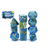 Van Gogh Dice - "Starry Night" - Painted Blues, Yellows, & White - 7pc Set