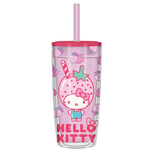 Hello Kitty Strawberry 20oz Spill Resistant Plastic Tumbler - Sweets and Geeks