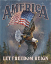 America - Let Freedom Reign Metal Sign