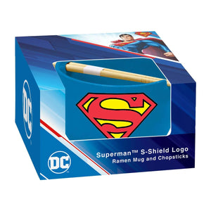 Superman Emblem Ramen Mug w/ Chopsticks - Sweets and Geeks