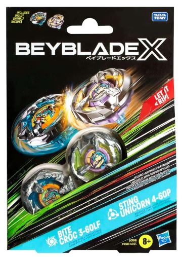Beyblade X Bite Croc 3-60LF vs Sting Unicorn 4-60P Battle Tops